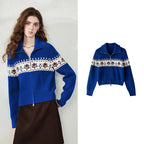 Fair Isle Zip-Up Cardigan