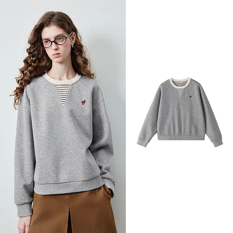 Layered-Look V-Neck Sweatshirt