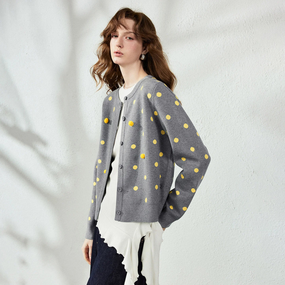 Textured Dot Knit Cardigan