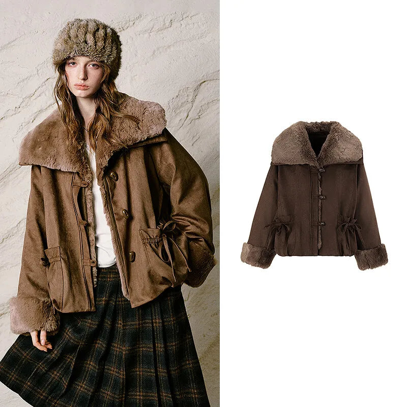 Shaggy-Collar Toggle Jacket