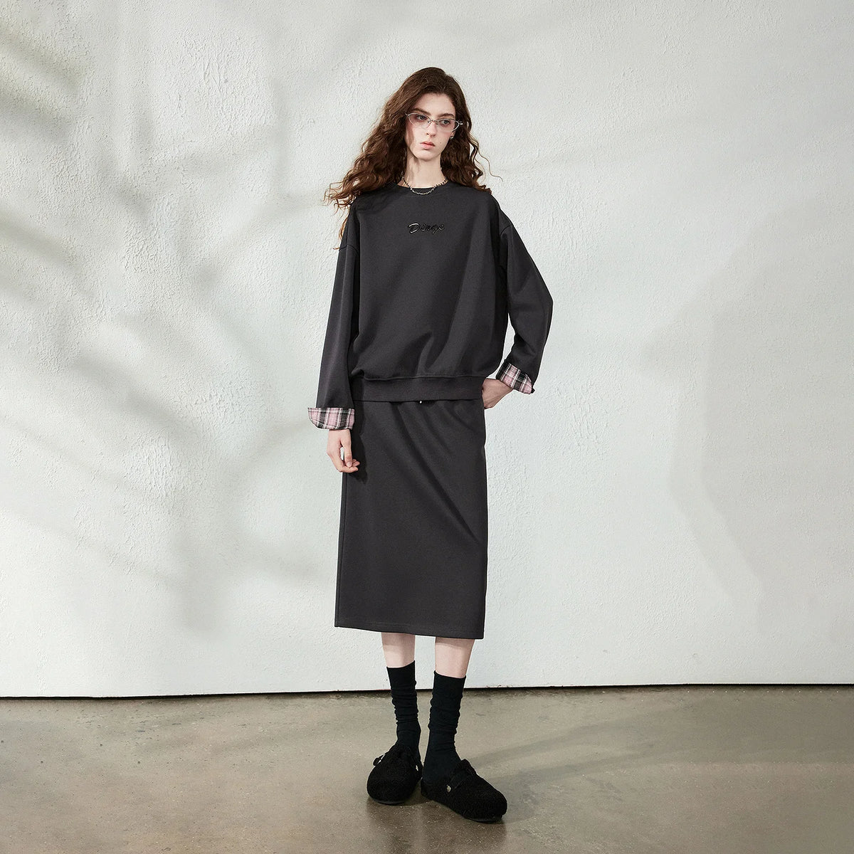 Sweatshirt and Midi Skirt Set