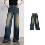 Wide-Leg Washed Jeans