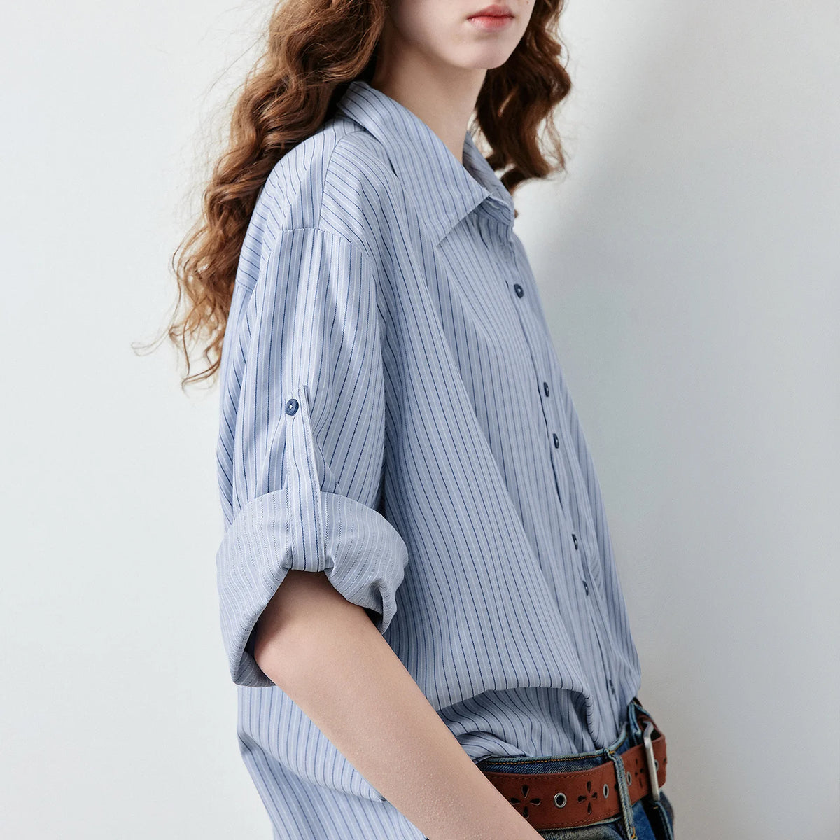 Striped Long-Sleeve Button-Up Shirt