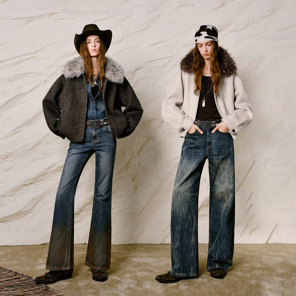 Shaggy-Collar Short Jacket