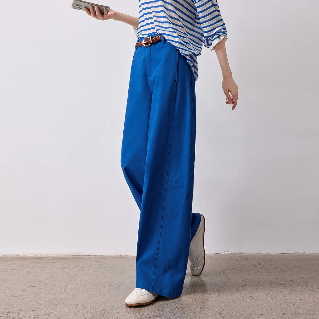 Pleated Curved-Leg Pants