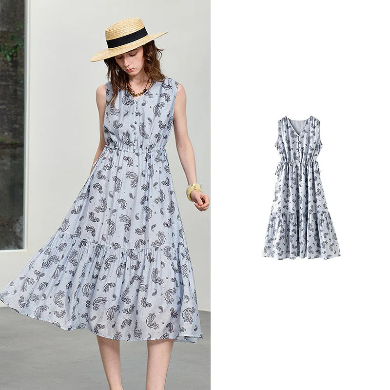 Paisley Sleeveless Midi Dress
