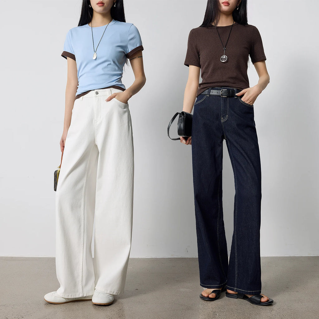 Seam-Detail Straight-Leg Jeans