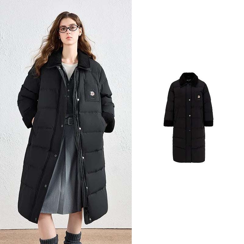 Long Quilted Collared Coat