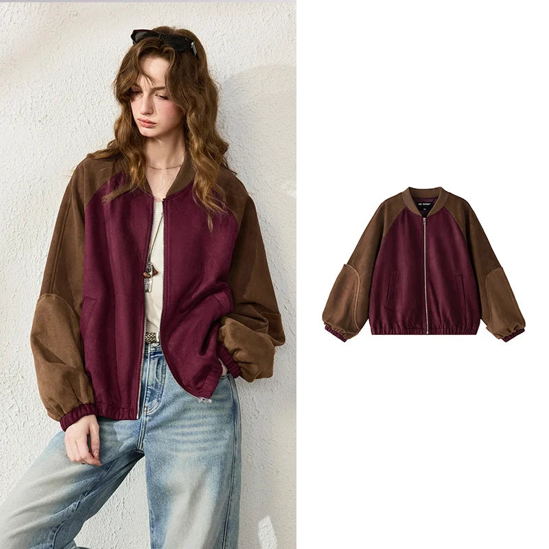 Colorblock Zip-Up Bomber Jacket