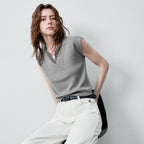 Layered-Look Collared Knit Vest