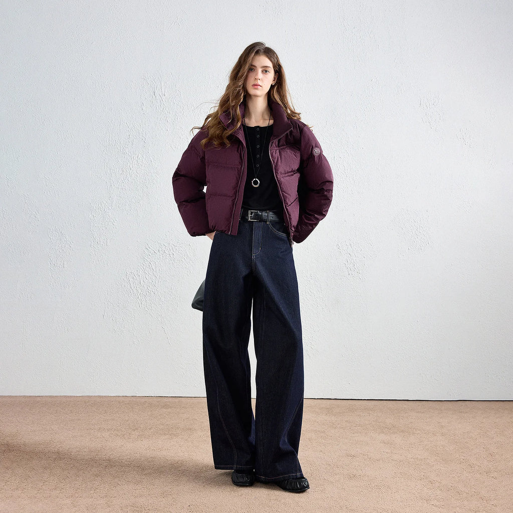 Cropped Zip Puffer Jacket