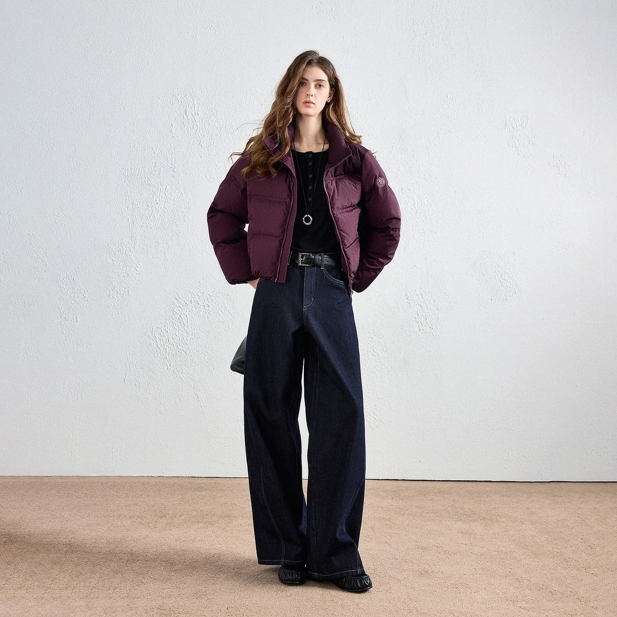 Cropped Zip Puffer Jacket