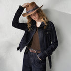 Cropped Button-Front Denim Jacket