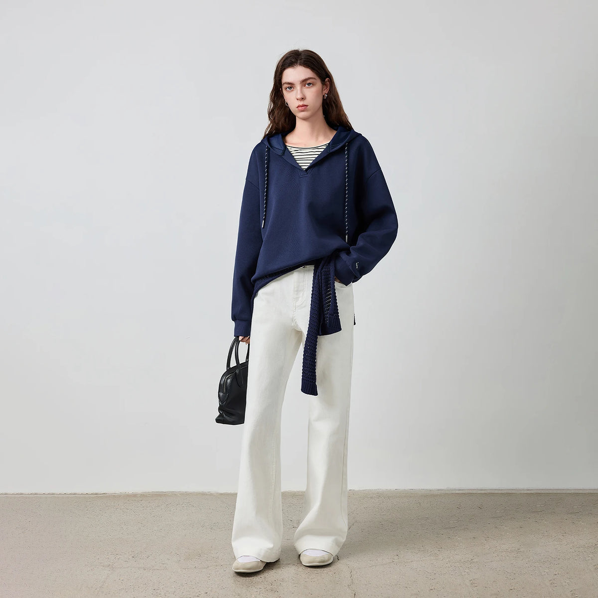 Layered-Look Hooded Sweatshirt