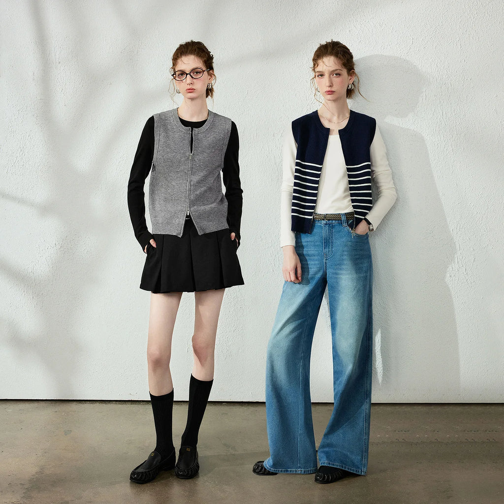 Zip-Front Knit Vest