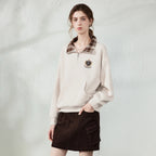 Plaid-Collar Half-Zip Sweatshirt