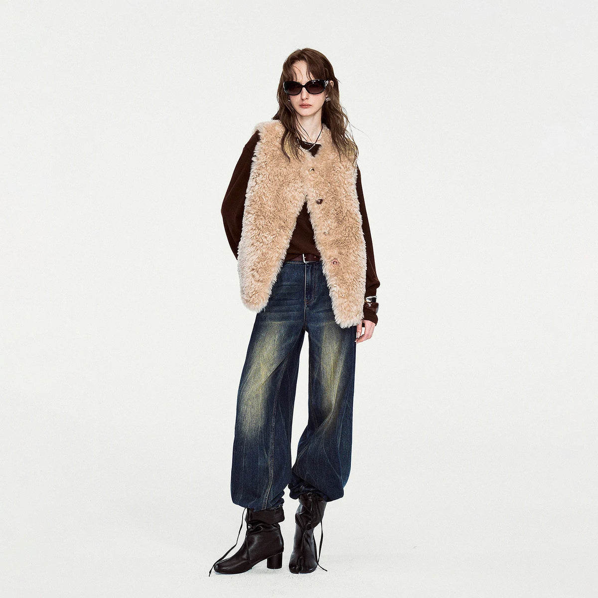 Shaggy Button-Front Vest