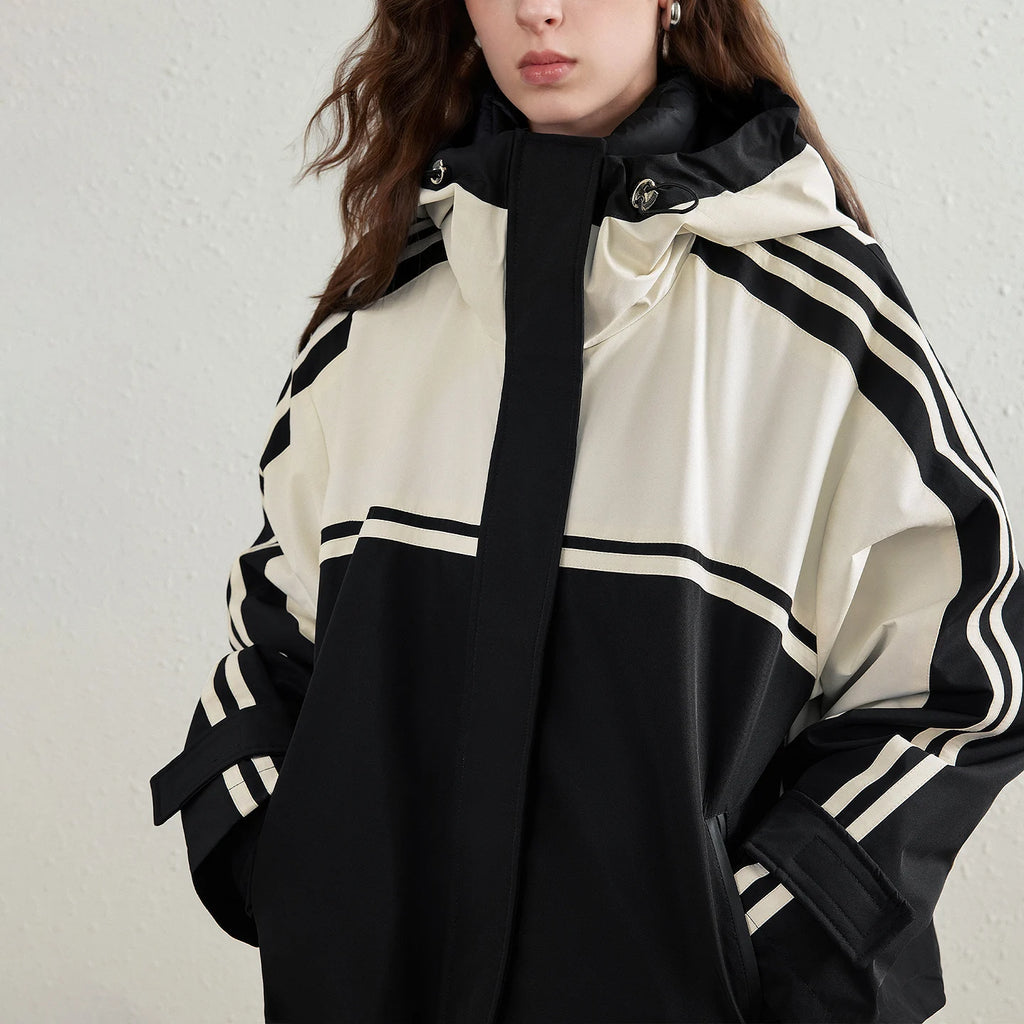 Colorblock Hooded Jacket with Quilted Liner