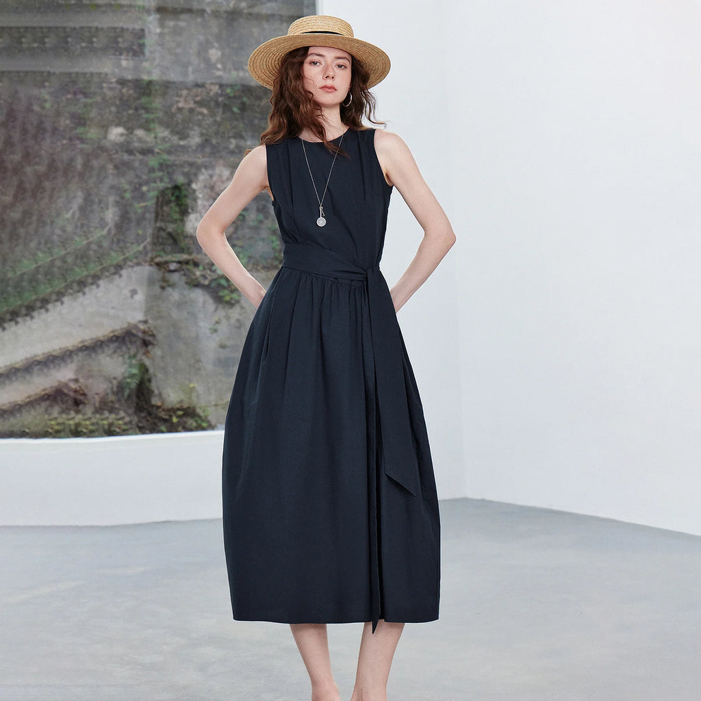 Sleeveless Tie-Waist Midi Dress