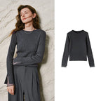 Crewneck Long-Sleeve Knit Top