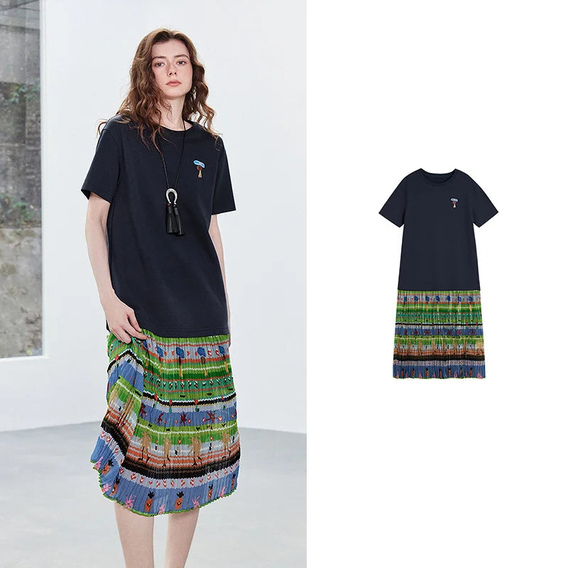 Printed-Panel T-Shirt Dress