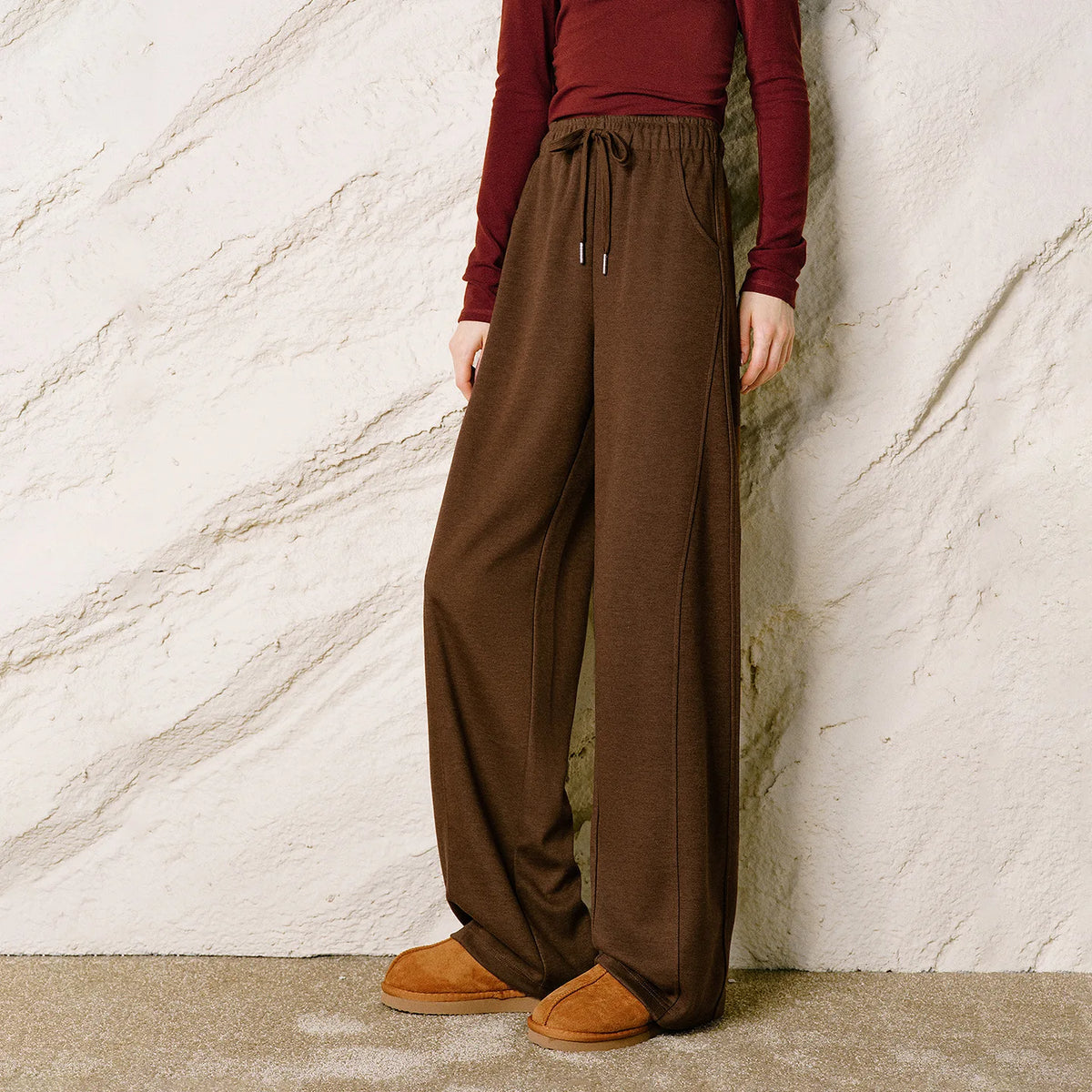 Drawstring Wide-Leg Pants