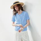 Cable-Knit Short-Sleeve Cardigan