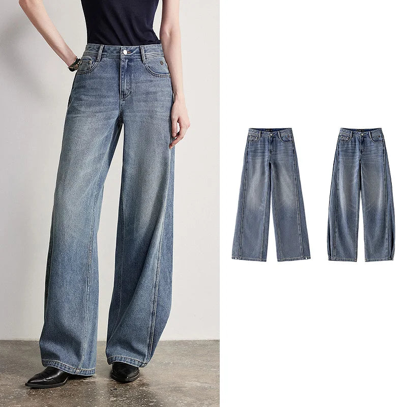 Seamed Wide-Leg Jeans