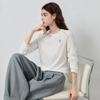 Contrast-Trim Crewneck Long-Sleeve Tee