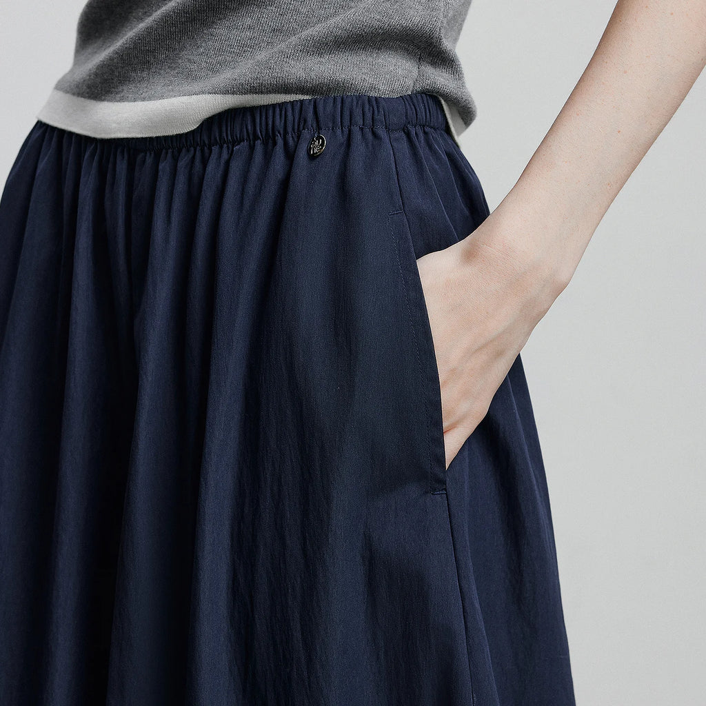 Elastic-Waist Cropped Wide-Leg Pants