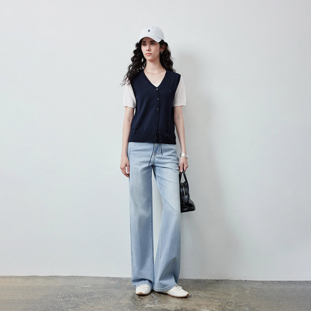 Layered-Look V-Neck Knit Top
