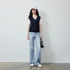 Layered-Look V-Neck Knit Top