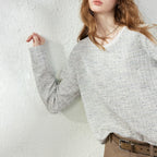 Textured Crewneck Long-Sleeve Knit Top