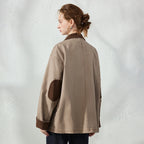 Contrast-Collar Elbow-Patch Jacket
