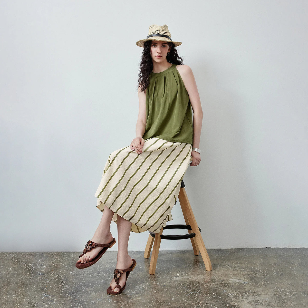 Halter Top and Striped Skirt Set