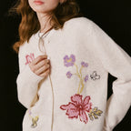 Floral-Motif Knit Cardigan