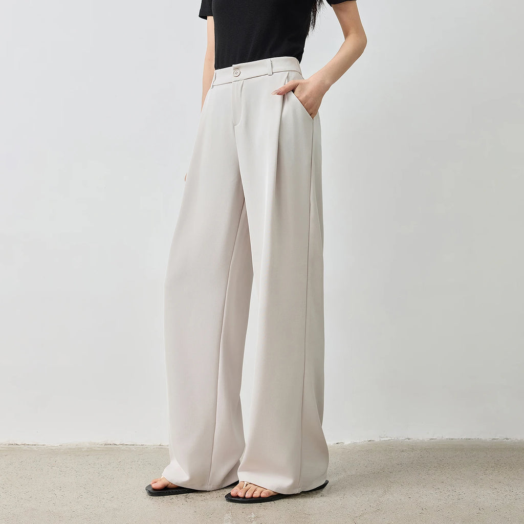 Pleated Wide-Leg Tailored Pants