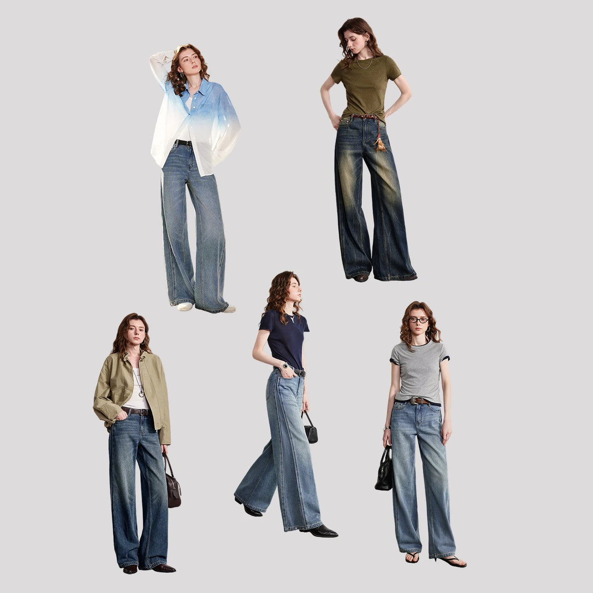 Seamed Wide-Leg Jeans
