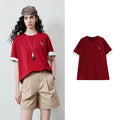 Contrast-Cuff Horse-Detail Tee
