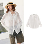 Sheer Zip-Front Hooded Shirt