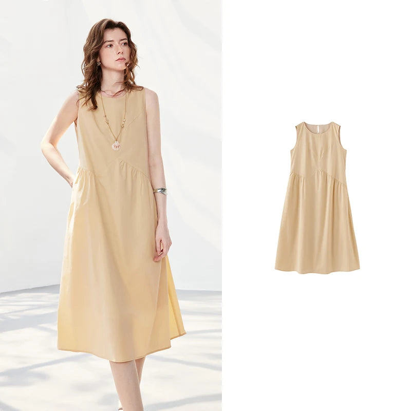 Sleeveless Angled-Waist Midi Dress