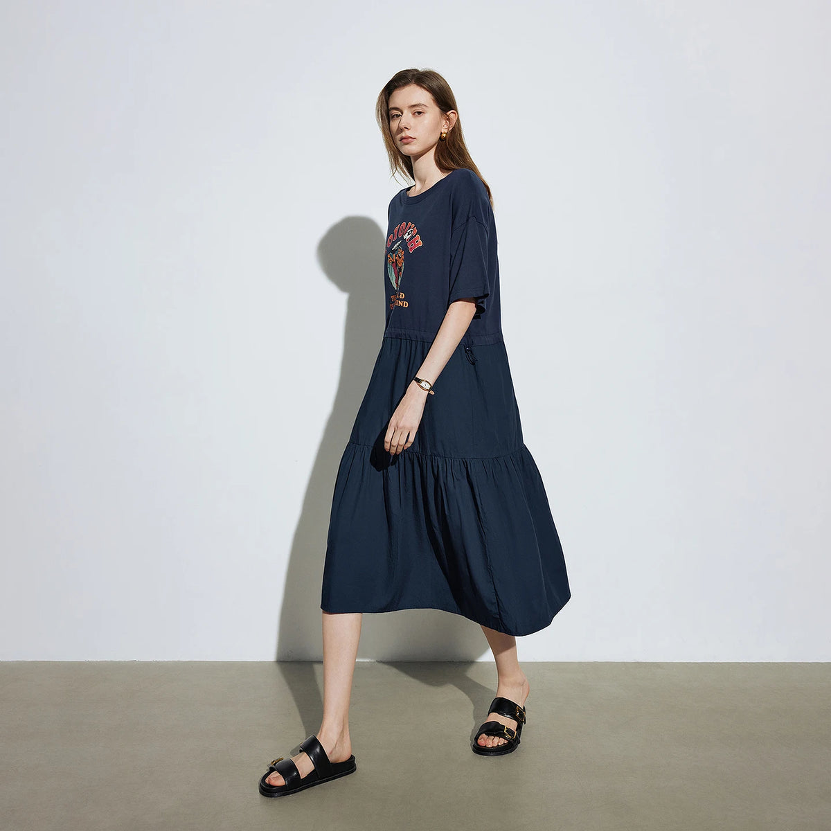 Graphic Tiered T-Shirt Dress