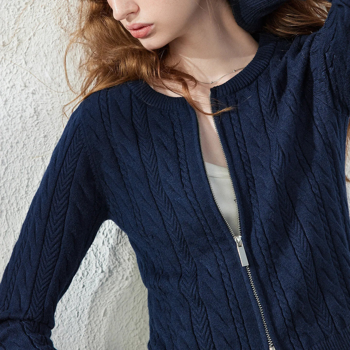 Cable-Knit Zip Cardigan