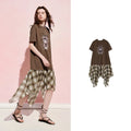 Graphic Layered-Look Plaid Dress