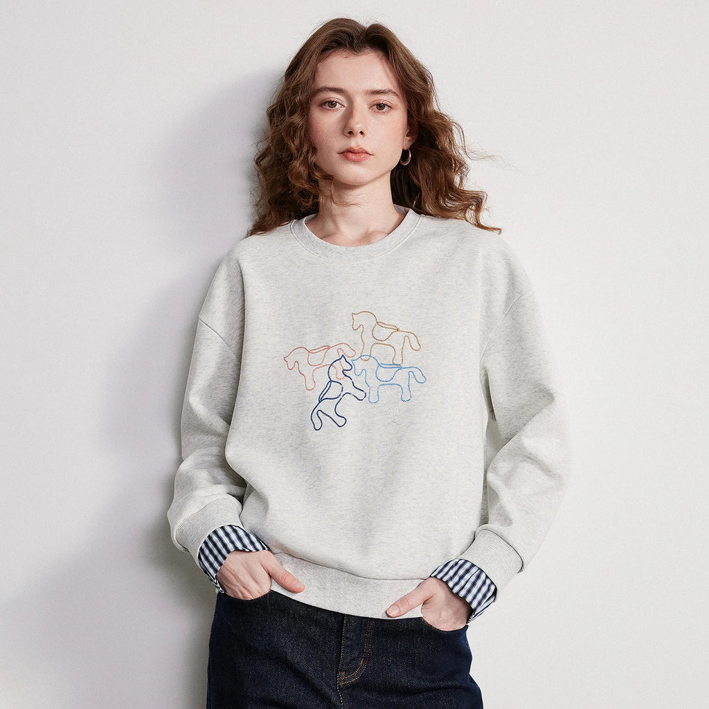 Horse Graphic Layered-Look Sweatshirt