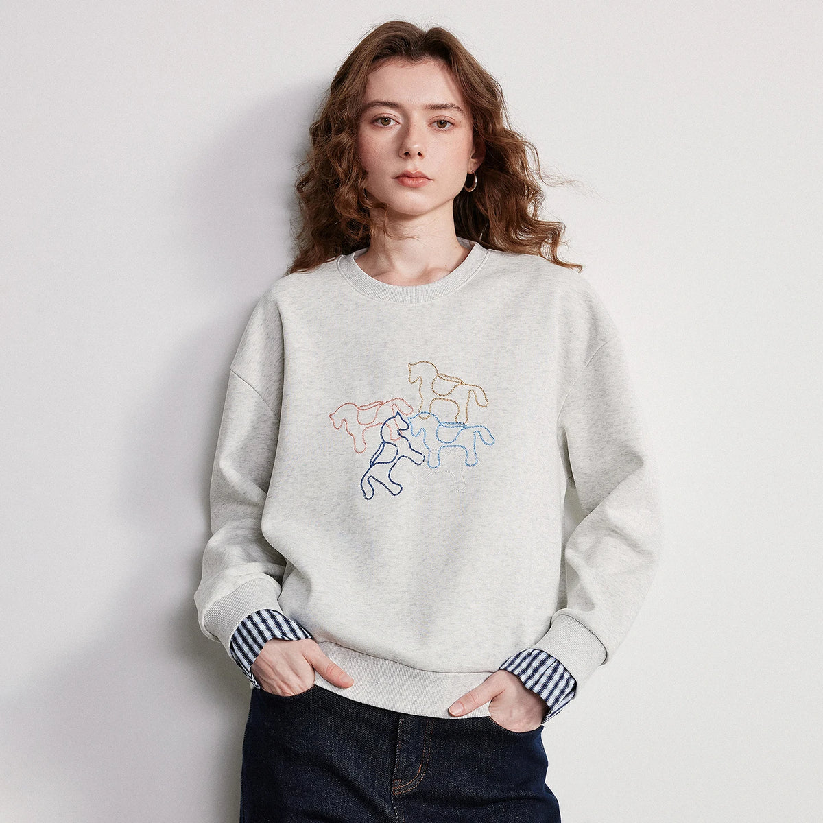 Horse Graphic Layered-Look Sweatshirt