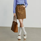 Textured A-Line Mini Skirt