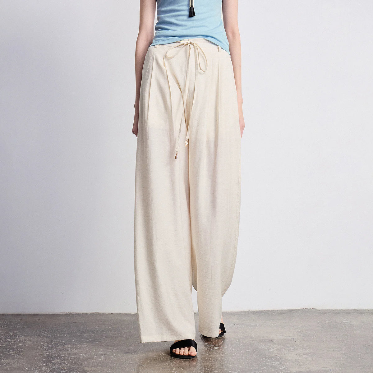 Drawstring Wide-Leg Pants