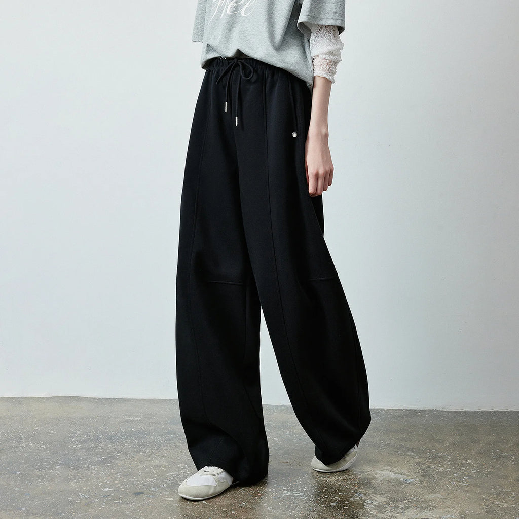 Drawstring Curved-Leg Pants