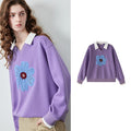 Floral Contrast-Collar Sweatshirt